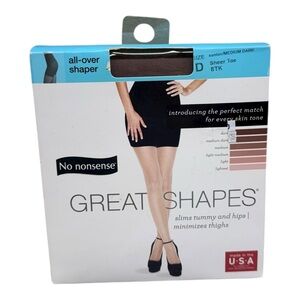 No Nonsense Great Shapes Shaper Pantyhose Size D Suntan Medium Dark Sheer 8TK